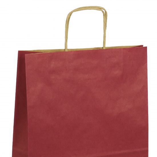 torba papierowa bordowa z nadrukiem 40cm x 14cm x 40cm