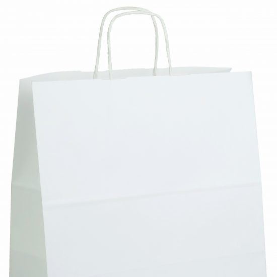 torba papierowa biala z nadrukiem 32cm x 16cm x 38cm