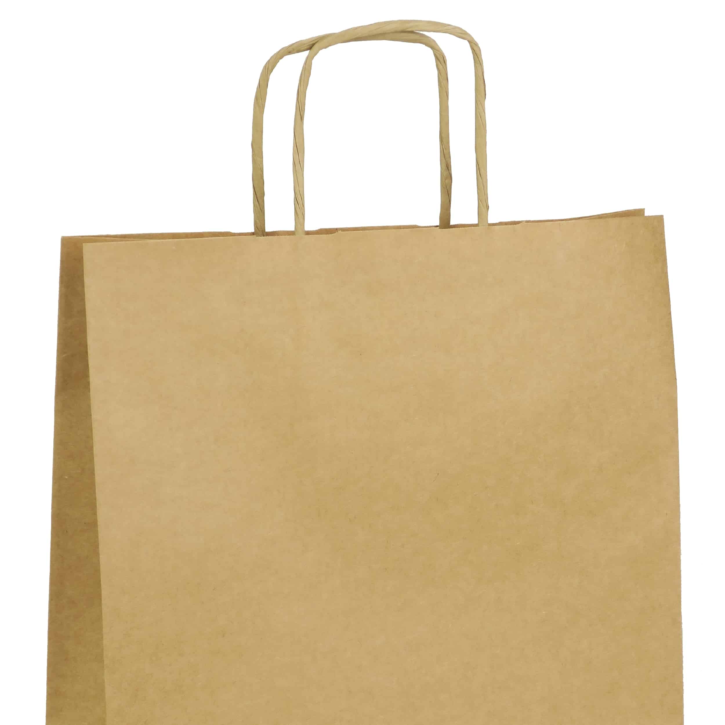 torba papierowa brazowa z nadrukiem 18cm x 8cm x 22cm