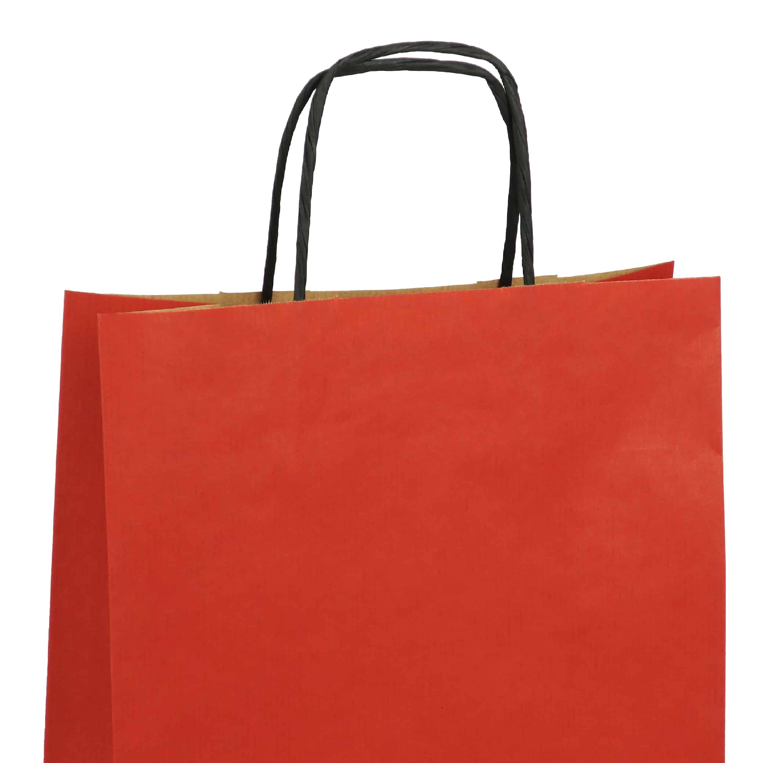 torba papierowa czerwona z nadrukiem 31cm x 12cm x 41cm