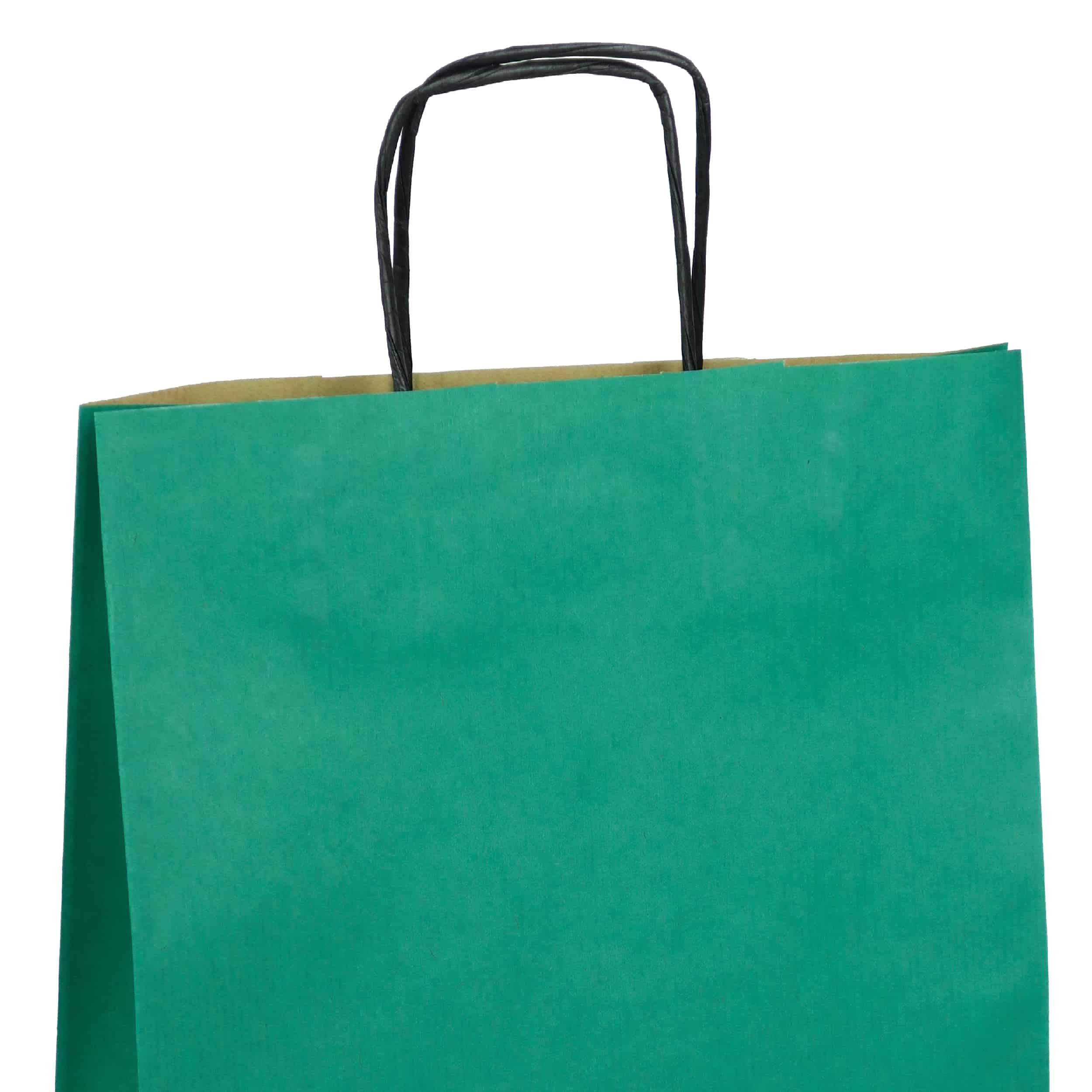 torba papierowa zielona z nadrukiem 25cm x 11cm x 32cm