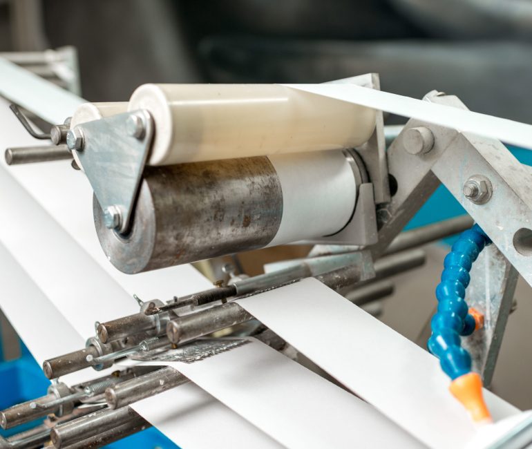 Production line of the machine which makes paper tube packaging